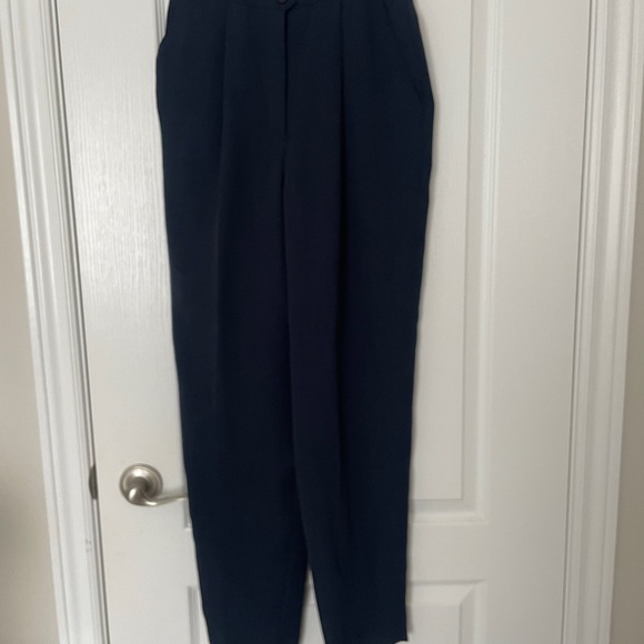 Vintage high waisted navy blue pleated pants made in Canada - Picture 3 of 11